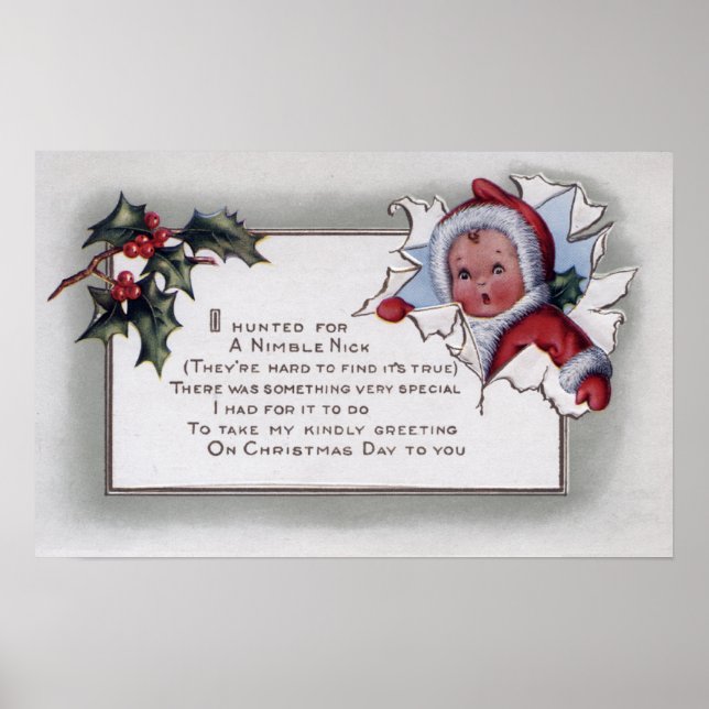 Christmas GreetingLittle Kid Through Paper Poster (Front)
