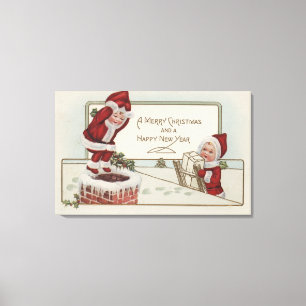 Christmas GreetingLittle KidsChimney Canvas Print