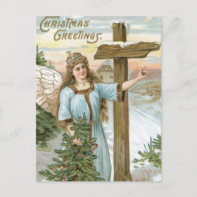 Christmas Greetings Angel Holiday Postcard (Front)