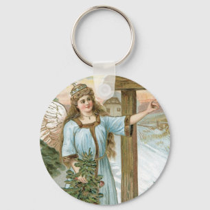 Christmas Greetings Angel Key Ring
