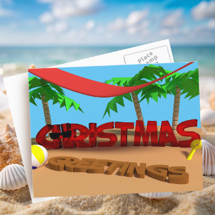 Christmas Greetings Beach Holiday Postcard
