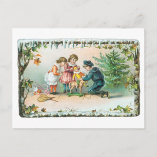 Christmas Greetings - Children & Toys Holiday Postcard