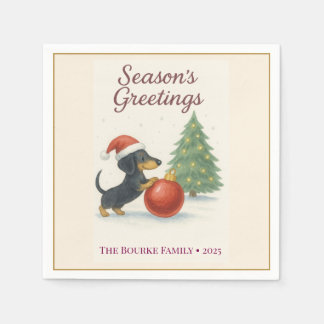 Christmas Greetings Dachshund Paper Napkin