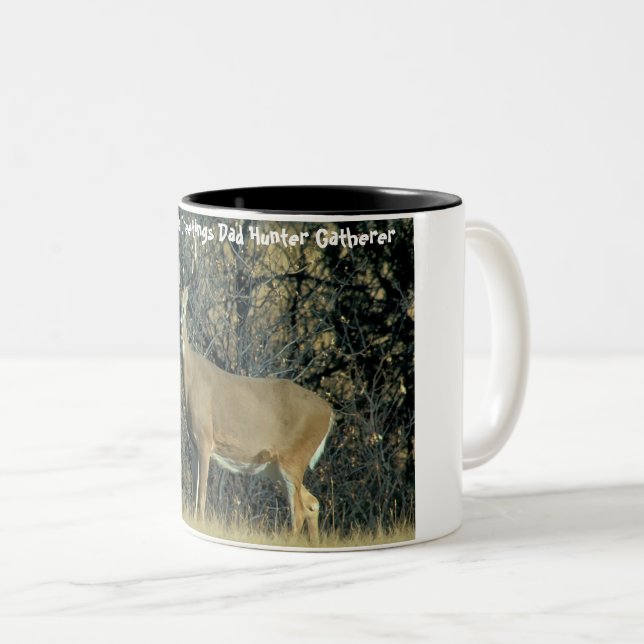 Christmas Greetings Dad Hunter Gatherer Two-Tone Coffee Mug (Front Right)