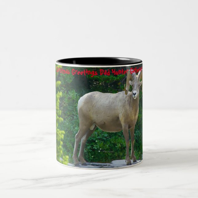 Christmas Greetings Dad Hunter Gatherer Two-Tone Coffee Mug (Center)