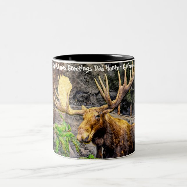 Christmas Greetings Dad Hunter Gatherer Two-Tone Coffee Mug (Center)