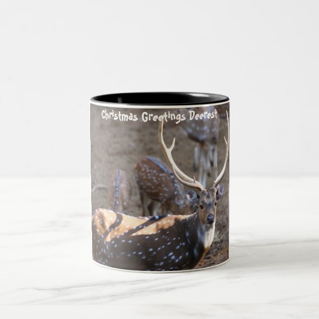 Christmas Greetings  Deerest Two-Tone Coffee Mug (Center)