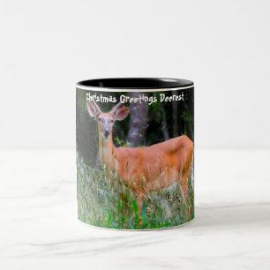 Christmas Greetings Deerest Two-Tone Coffee Mug