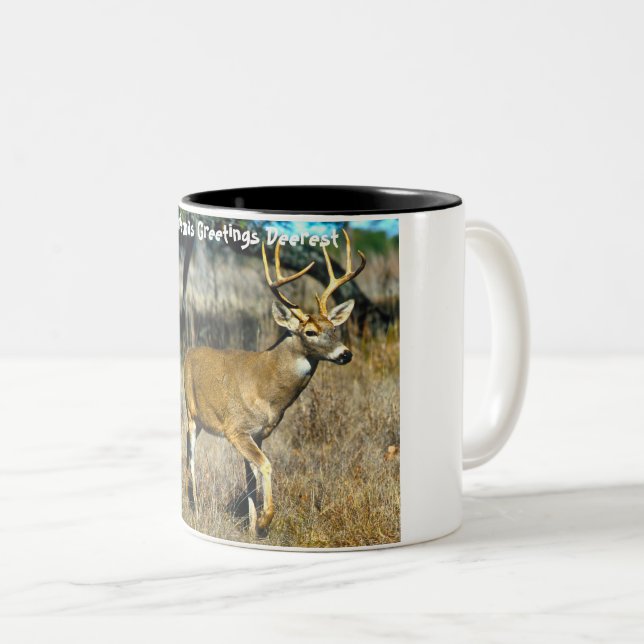 Christmas Greetings  Deerest Two-Tone Coffee Mug (Front Right)