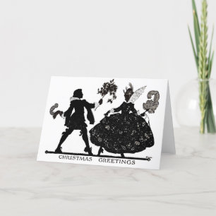 Christmas greetings Elizabethan silhouette print Holiday Card