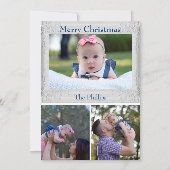 Christmas Greetings Family Photo Holiday Card (Front)