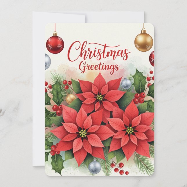 Christmas Greetings, Festive, Holiday Card (Front)