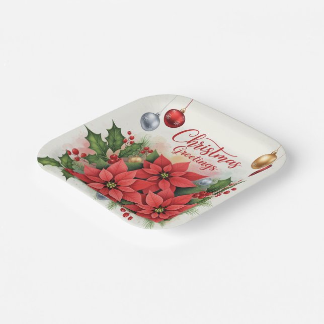 Christmas Greetings, Festive, Paper Plate (Angled)