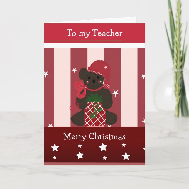Christmas Greetings for my Teacher Holiday Card (Front)