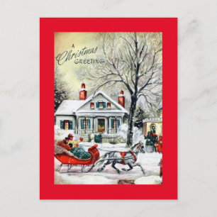 Christmas Greetings from a Sleigh Holiday Postcard