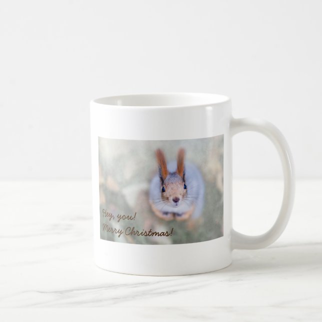 Christmas greetings from funny squirrel coffee mug (Right)