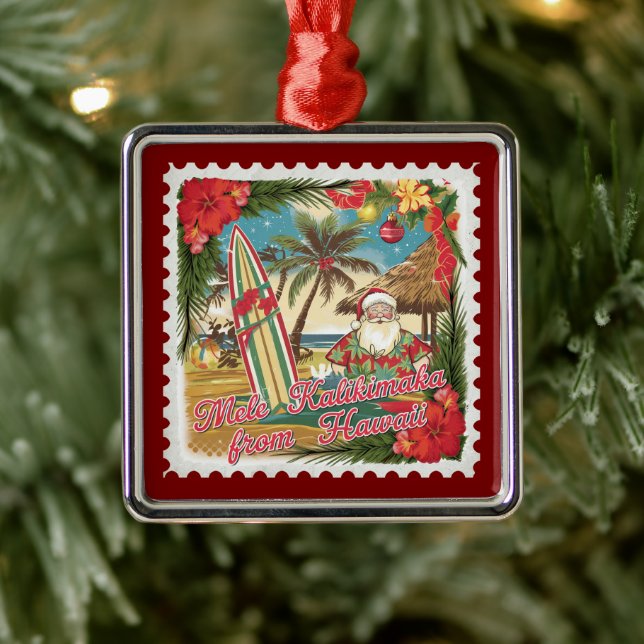 Christmas Greetings from Hawaii Holiday  Metal Tree Decoration (Tree)