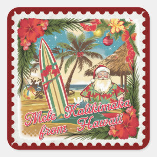 Christmas Greetings from Hawaii Holiday  Square Sticker