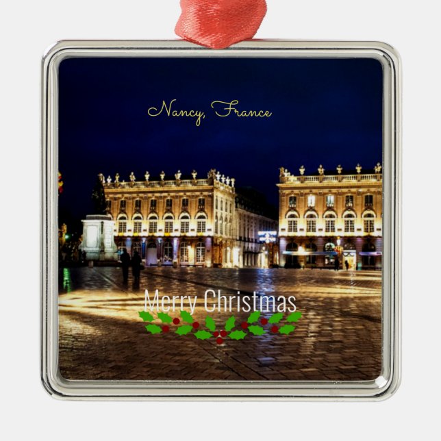 Christmas Greetings from Nancy, France Metal Tree Decoration (Front)