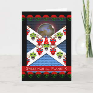 Christmas Greetings from Planet X, Xmas Aliens Holiday Card