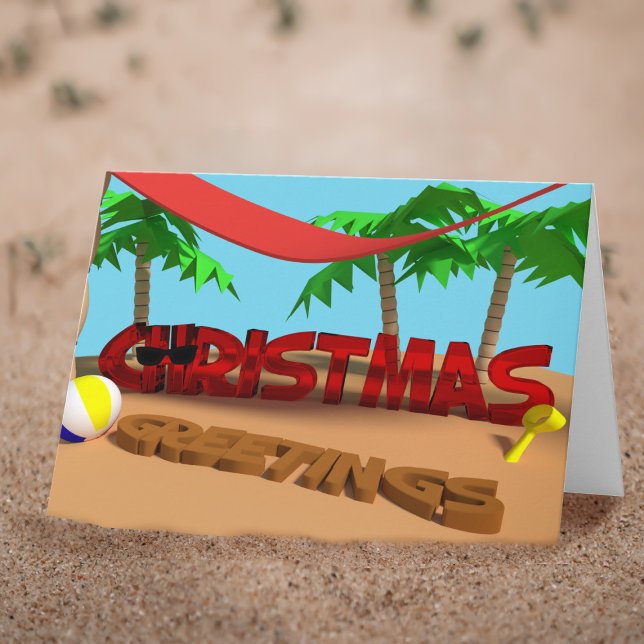Christmas Greetings from the Beach Holiday Card (Christmas Greetings  from the Beach. Perfect card to send during Christmas in July or December)