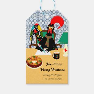 Christmas greetings from the Portuguese Rooster Gift Tags