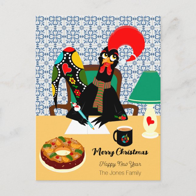 Christmas greetings from the Portuguese Rooster Holiday Postcard (Front)