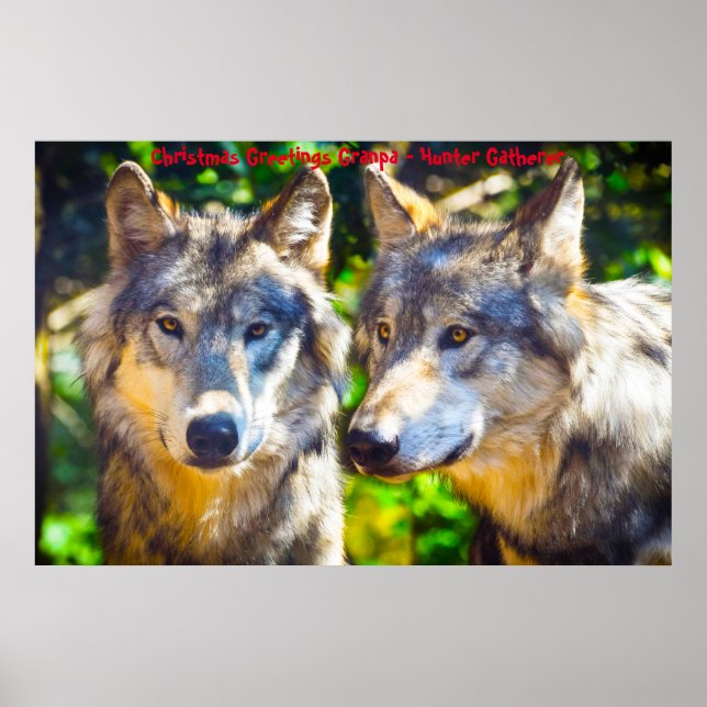 Christmas Greetings Grandpa Hunter Gatherer Poster (Front)