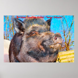 Christmas Greetings Grandpa Hunter Gatherer Poster