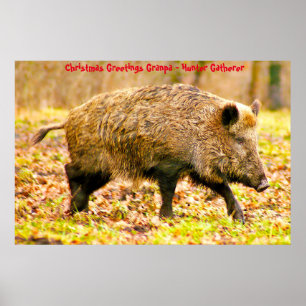 Christmas Greetings Grandpa Hunter Gatherer Poster