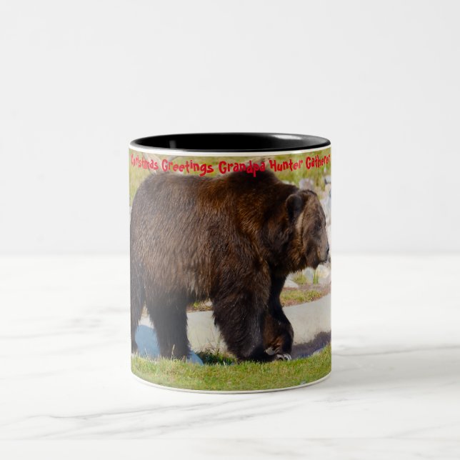 Christmas Greetings Grandpa Hunter Gatherer Two-Tone Coffee Mug (Center)