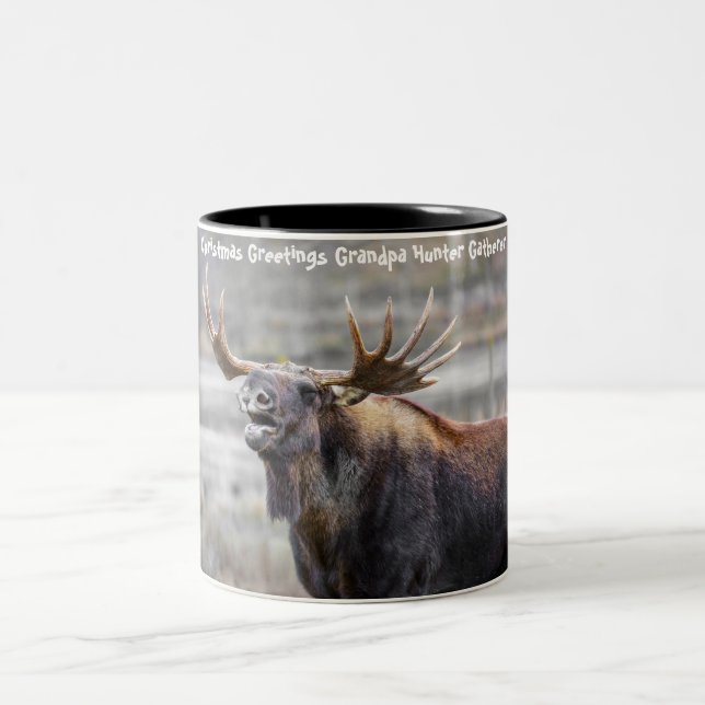 Christmas Greetings Grandpa Hunter Gatherer Two-Tone Coffee Mug (Center)