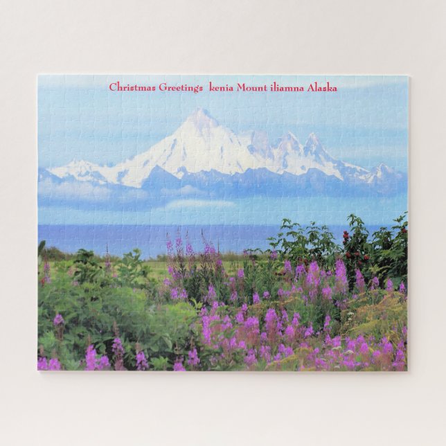 Christmas Greetings  kenia Mount iliamna Alaska Jigsaw Puzzle (Horizontal)