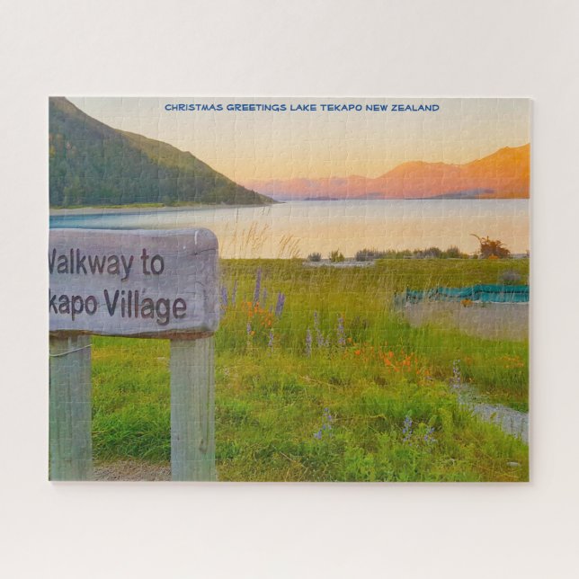 Christmas Greetings Lake Tekapo New Zealand Jigsaw Puzzle (Horizontal)