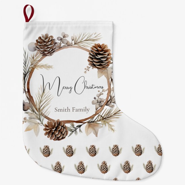 Christmas Greetings  Large Christmas Stocking (Front)