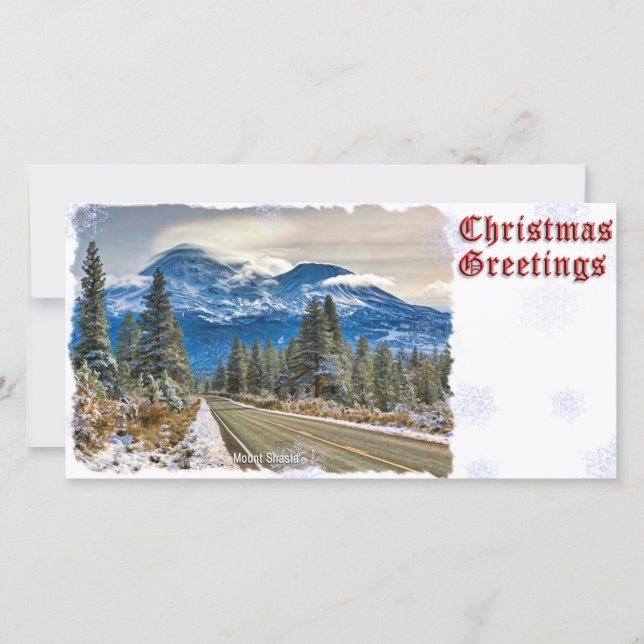 CHRISTMAS GREETINGS - MT SHASTA HOLIDAY CARD (Front)