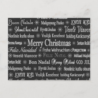 Christmas Greetings Multiple Languages Chalkboard Postcard