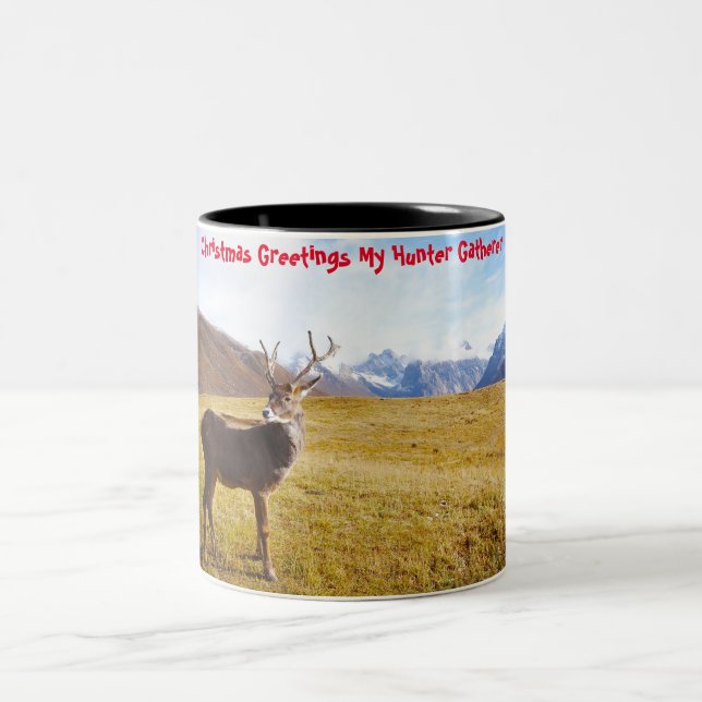 Christmas Greetings my Hunter Gatherer Two-Tone Coffee Mug (Center)