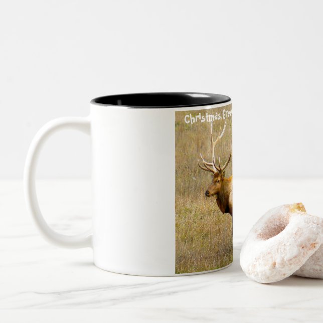 Christmas Greetings My Hunter Gatherer Two-Tone Coffee Mug (With Donut)