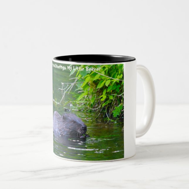 Christmas Greetings  My Little Beaver Two-Tone Coffee Mug (Front Right)