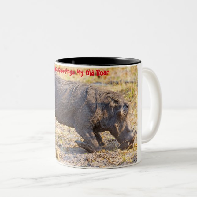 Christmas Greetings My Old Boar Two-Tone Coffee Mug (Front Right)