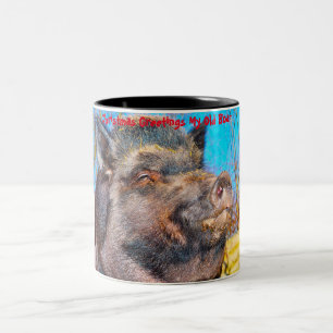 Christmas Greetings My Old Boar Two-Tone Coffee Mug