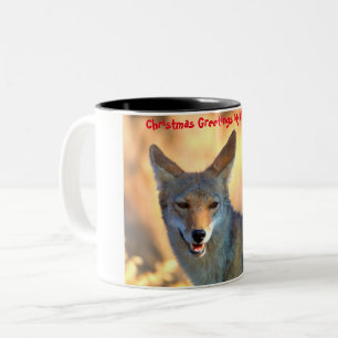 Christmas Greetings My Old Coyote Two-Tone Coffee Mug