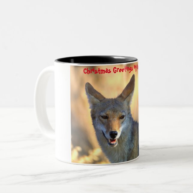 Christmas Greetings  My Old Coyote Two-Tone Coffee Mug (Front Left)