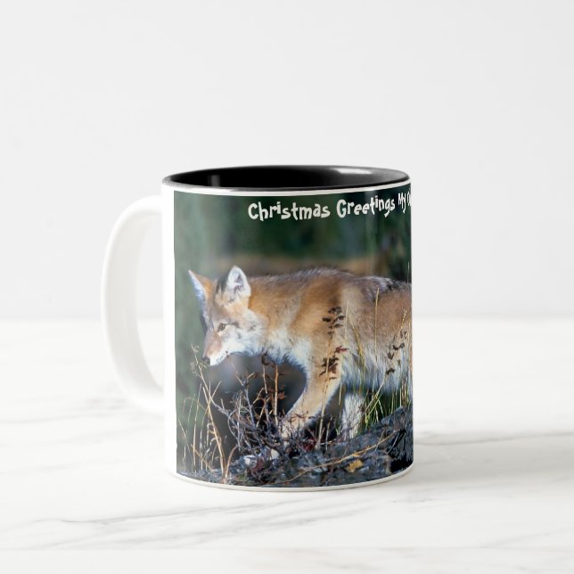 Christmas Greetings  My Old Coyote Two-Tone Coffee Mug (Front Left)