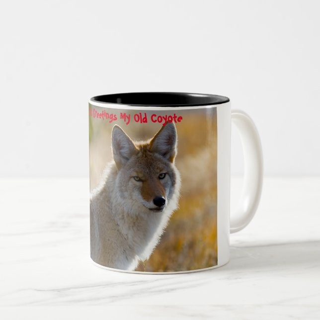 Christmas Greetings  My Old Coyote Two-Tone Coffee Mug (Front Right)