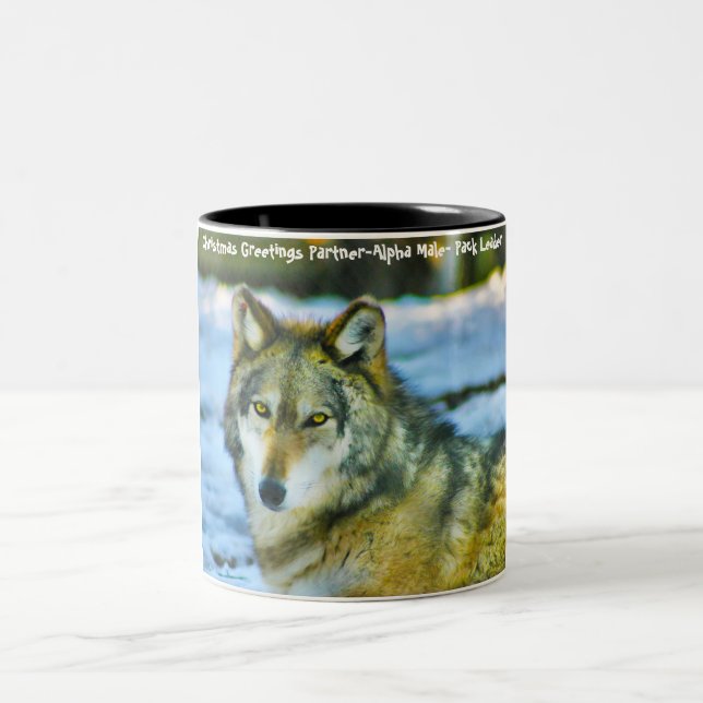 Christmas Greetings  'My Partner' , 'Alpha Male', Two-Tone Coffee Mug (Center)