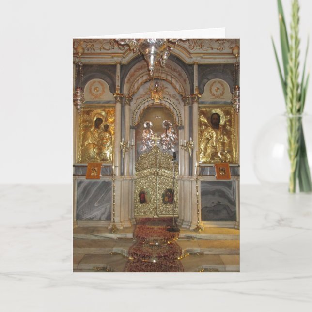Christmas Greetings Orthodox Church Iconostasis Holiday Card (Front)
