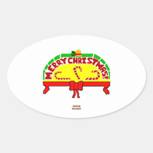Christmas Greetings Oval Sticker