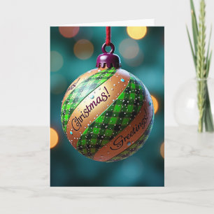 Christmas Greetings Plaid Ornament Card